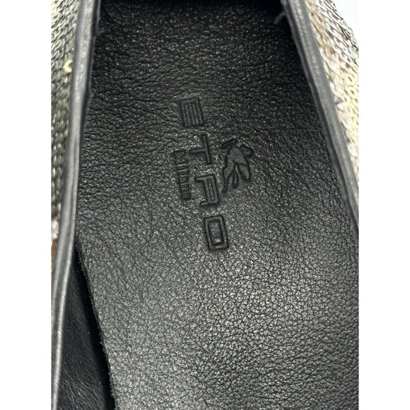 Etro Camouflage Sequin Loafers In Green And Black Size 45/12 USA Made Italy